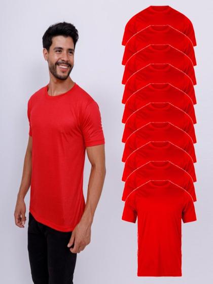 Imagem de Kit Com 10 Camisetas Básica 100% Poliéster - Vermelho