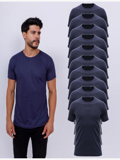 Kit Com 10 Camisetas Lisas Azul Marinho 100% Poliéster Menor preço em Kit Com 10 Camisetas Lisas Azul Marinho 100% Poliéster
