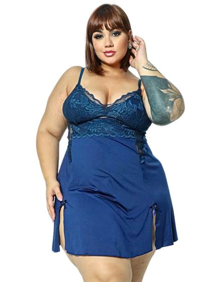 Imagem de Kit com 10 Camisolas Plus Size Baby Doll com Fenda Ana Júlia