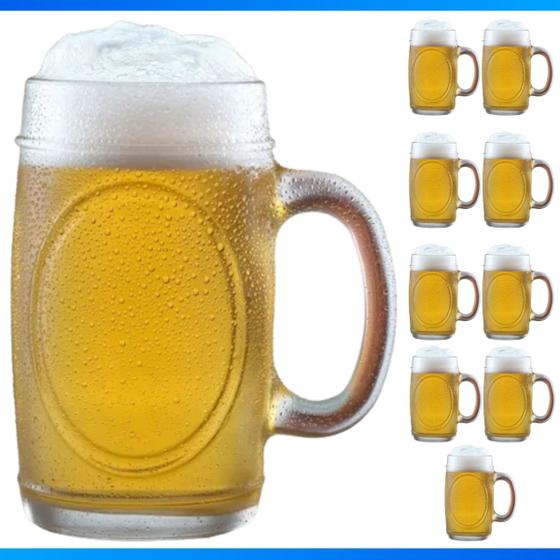 Imagem de Kit Com 10 Canecas De Vidro Chopp Cerveja Bar Restaurante Padaria 350 Ml
