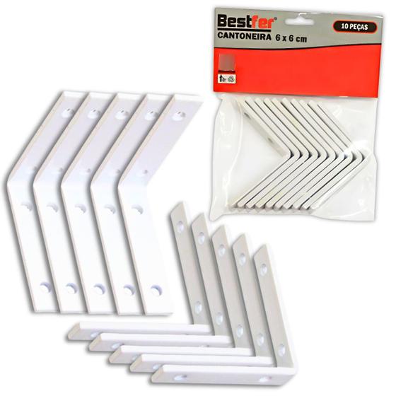 Imagem de Kit com 10 Cantoneiras De Metal Com 4 Furos 6 X 6 Cm - Bestfer