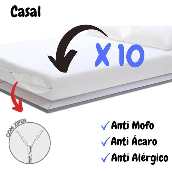 Imagem de Kit Com 10 Capa Protetora Colchão De Casal Anti Alérgico