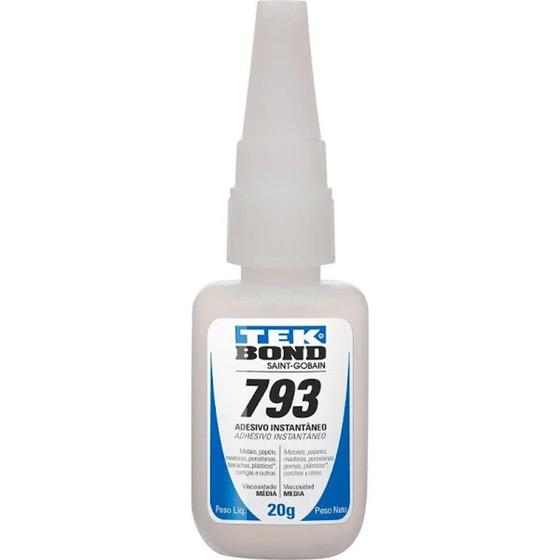 Imagem de Kit Com 10 cola instantanea tekbond 793 - nao entope - bico tipo A media viscosidade 20g