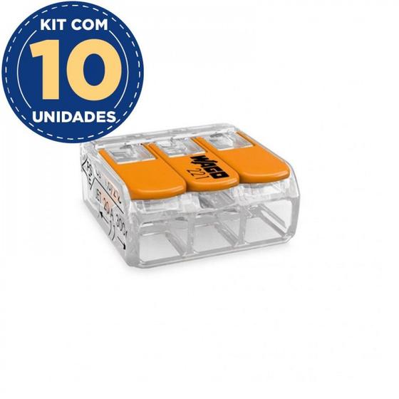 Imagem de Kit Com 10 Conector De Emenda 3 Polos 1,0A 6,0mm 41a 221-613 Wago