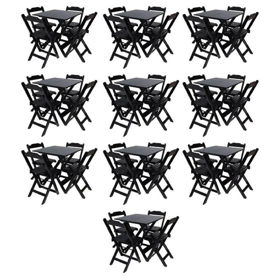 Imagem de Kit com 10 Conjuntos de Jogo de Mesa 70x70 Com 4 Cadeiras Dobráveis - DG Móveis