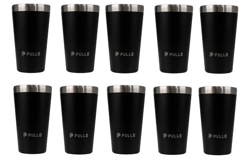 Imagem de Kit com 10 Copos Térmicos Pullo Fun 480ML Preto