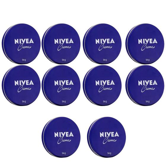 Imagem de Kit com 10 Creme Nivea Pele Ressecada Lata Azul 56g  - Nívea