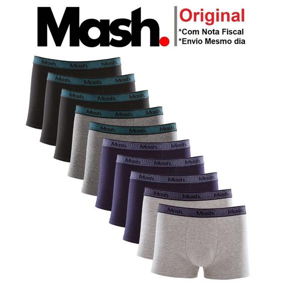 Imagem de Kit Com 10 Cueca Mash Box Boxer Cotton Algodão Original Com Nota Fiscal - Pronta Entrega