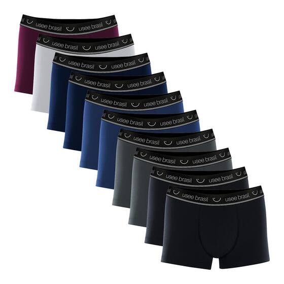 Kit Com 10 Cuecas Boxer Algodão Adulto Usee Brasil