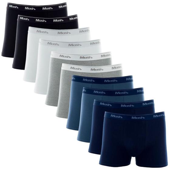 Imagem de Kit Com 10 Cuecas Boxer Algodão Confortável Cotton Mash Original