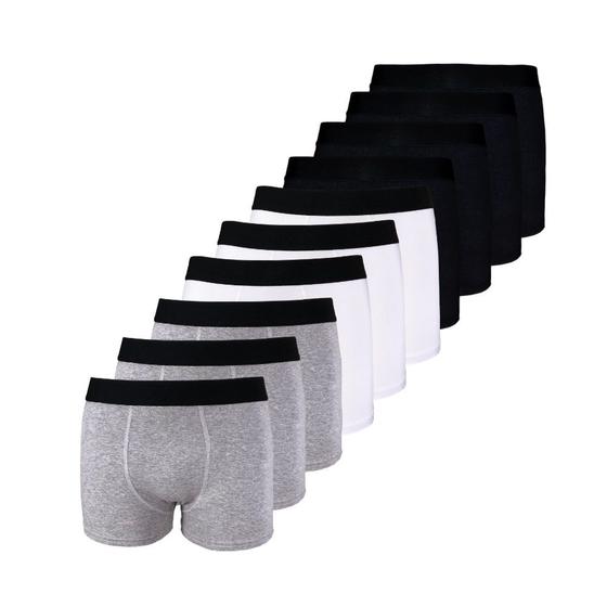 Imagem de Kit com 10 Cuecas Boxer Box Try Basics Algodão Cotton Lisa Básica Casual Moda Masculina