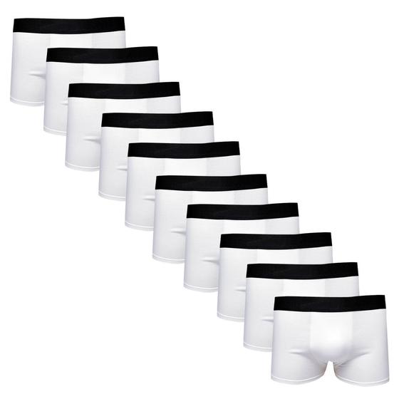 Kit Com 10 Cuecas Boxer Cotton Confort Masculina Part.B Branca Menor preço em Kit Com 10 Cuecas Boxer Cotton Confort Masculina Part.B Branca