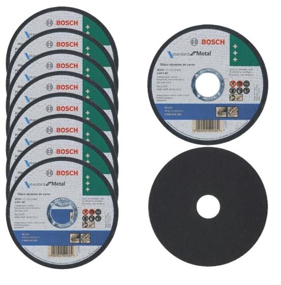 Imagem de Kit com 10 Discos de Corte Bosch Standard for Metal 115x1mm Reto 2608619