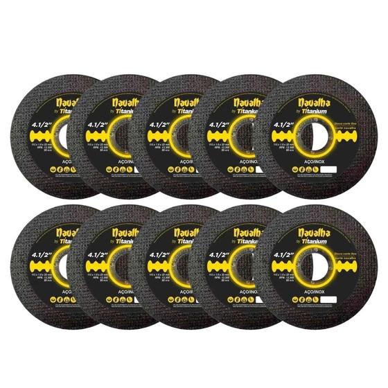 Imagem de Kit com 10 Discos de Corte Fino Navalha Titanium