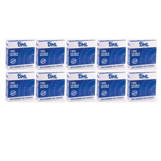 Kit com 10 discos de tacógrafo semanal 125km dml001 Menor preço em Kit com 10 discos de tacógrafo semanal 125km dml001