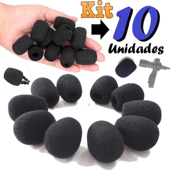 Imagem de Kit Com 10 Espumas Externa Para Microfone De Lapela Anti Puff Capa Tampa Protetora Headset Antirruído Corta Vento Filtro