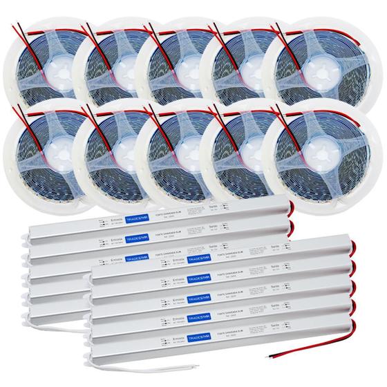 Imagem de Kit Com 10 Fita Led Com Fonte 2835 5M 120 12V Ip20 10W 4000K