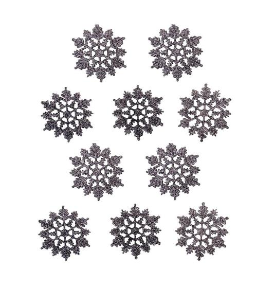 Imagem de Kit com 10 Flocos de Neve com Glitter para Pendurar de Natal  7,5 cm