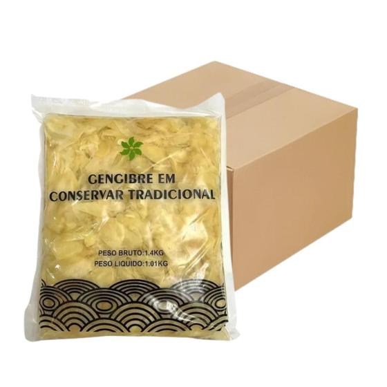 Imagem de Kit Com 10 Gengibre Tradicional Fatiado Em Conserva 1Kg Cada