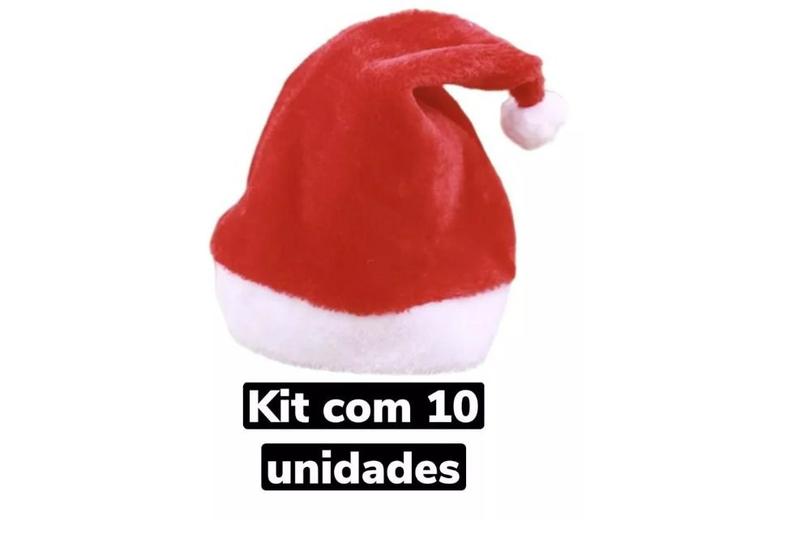 Imagem de Kit com 10 gorro papai noel veludo vermelho 