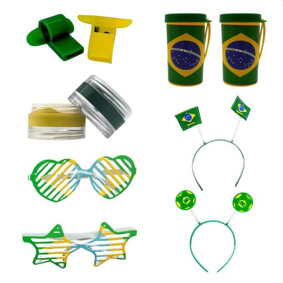 Imagem de Kit com 10 Itens Patriota Torcida Brasil SeleçãoBrasileira