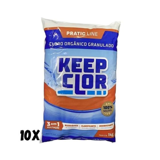 Imagem de Kit com 10 keepclor dicloro 40% pratic line saco 1kg