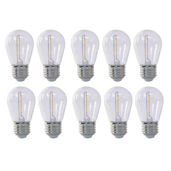 Imagem de Kit com 10  Lâmpada de Filamento Bolinha S14 E27 LED 1W Âmbar 2400K Para Varal de Luzes Externo IP66