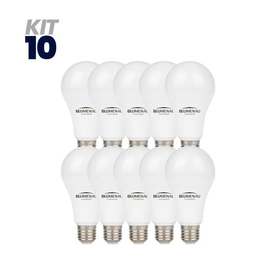 Imagem de Kit com 10 lâmpadas led bulbo 9w bivolt 6500k blumenau branco frio