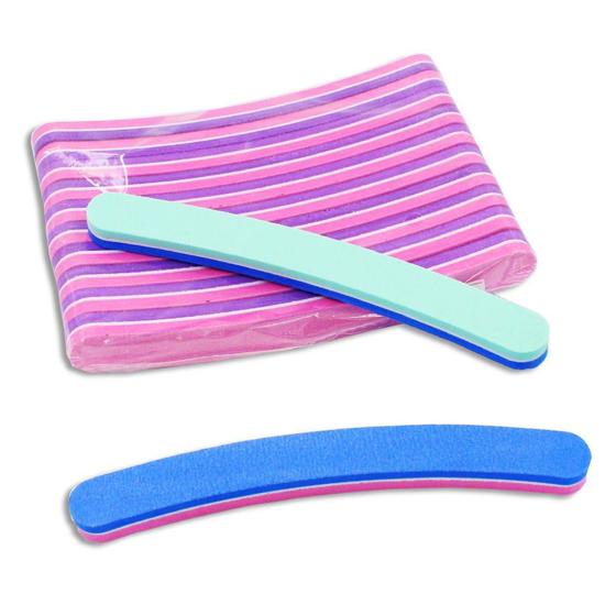 Imagem de Kit com 10 lixas banana polidora buffer manicure unhas