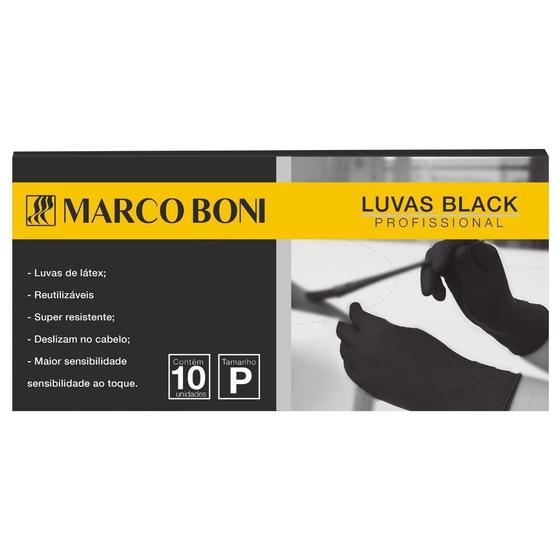 Imagem de Kit Com 10 Luvas Black Profissional Tam: P Latex Marco Boni