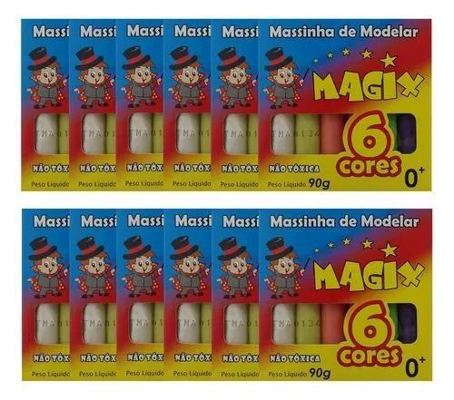 Imagem de Kit com 10 massinha de modelar 6 cores 90g magix