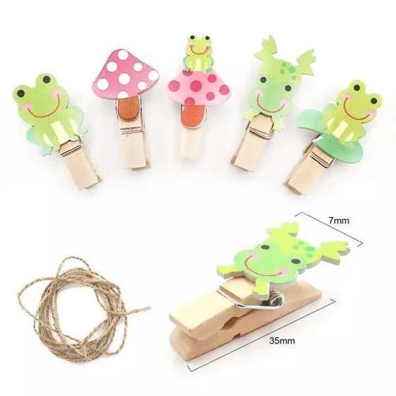Imagem de Kit Com 10 Mini Prendedor Sapinhos De Madeira 3Cm X 2Cm