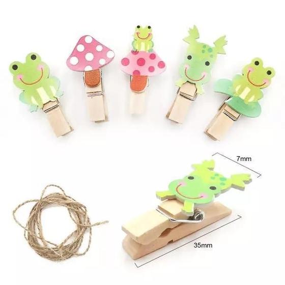 Imagem de Kit Com 10 Mini Prendedor Sapinhos De Madeira 3Cm X 2Cm