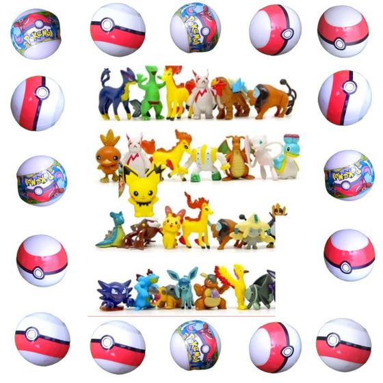 Imagem de Kit Com 10 Miniaturas Pokémon + 10 Pokebolas 2-3cm Brinquedo