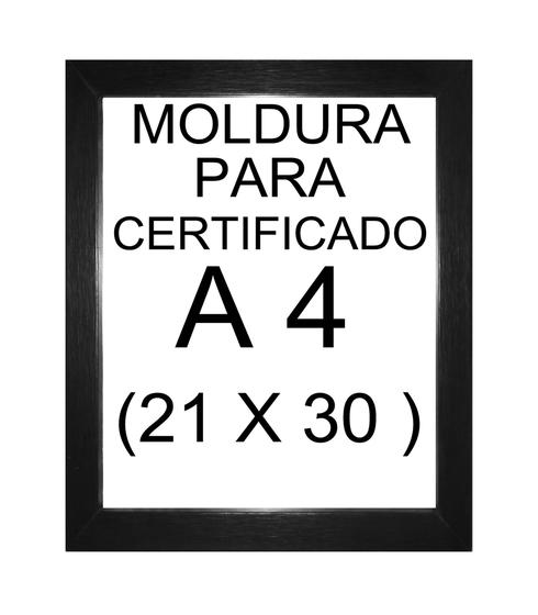 Imagem de Kit com 10 molduras para certificado A4 (21x30) preta vidro