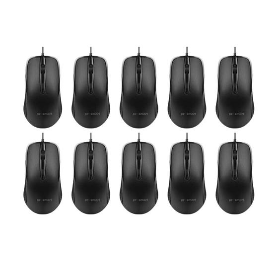 Imagem de Kit com 10 Mouse Com Fio USB 1600 DPI