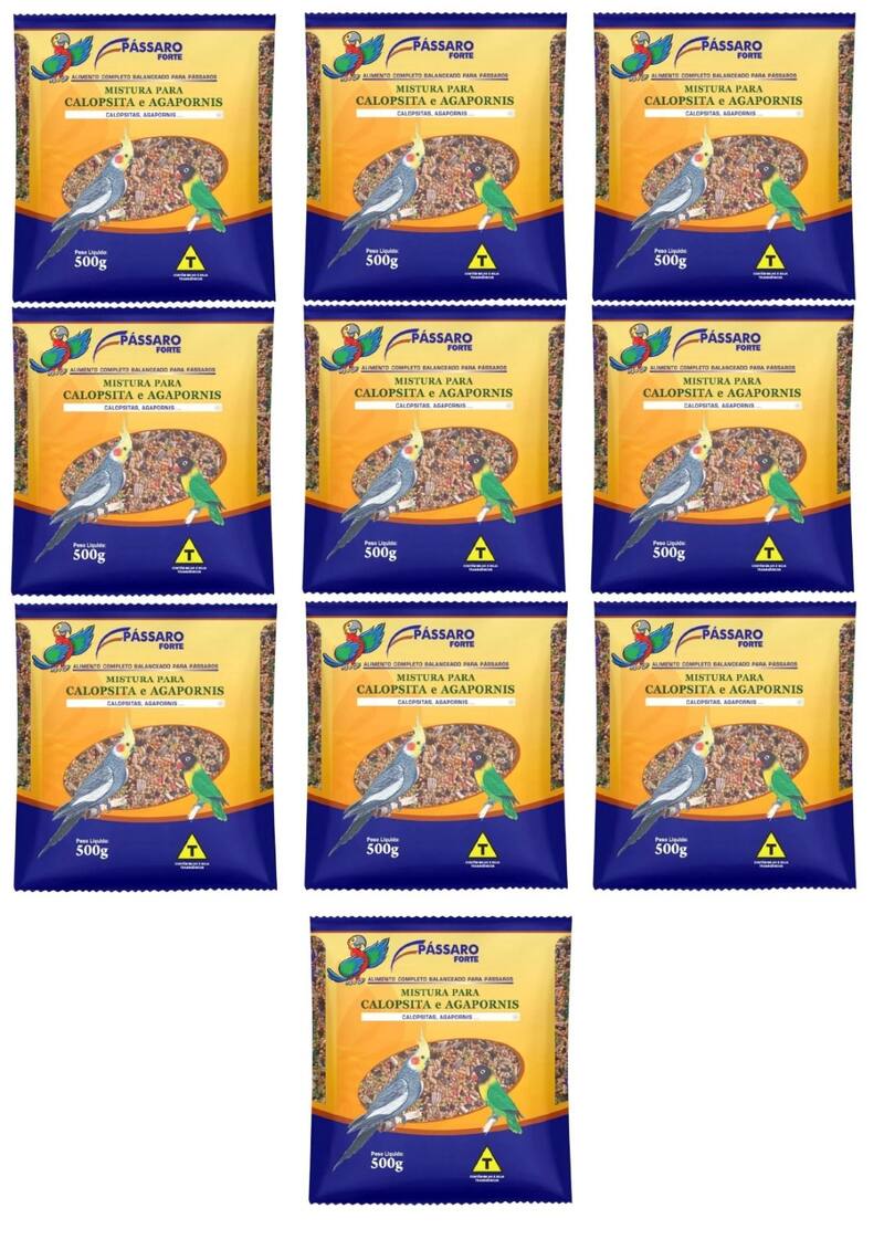 Kit Com 10 Pacotes de Mistura Para Calopsita E Agapornis De 500 Gramas ...