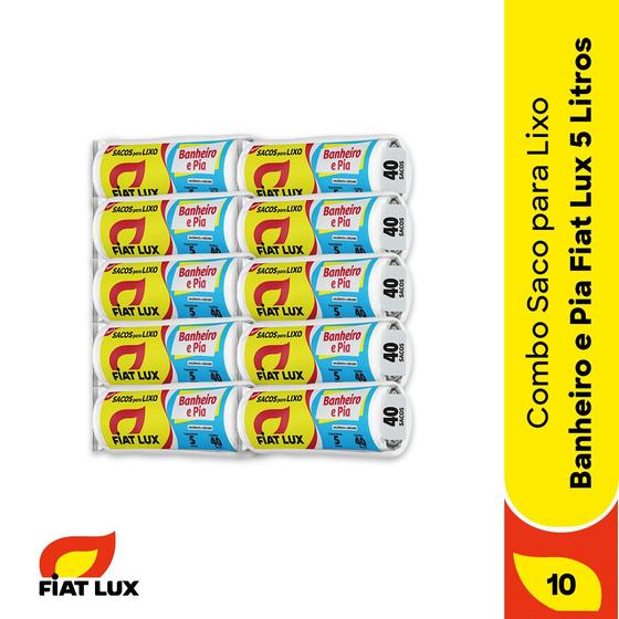 Imagem de Kit com 10 pacotes de Saco para lixo banheiro e pia Fiat Lux 5 litros