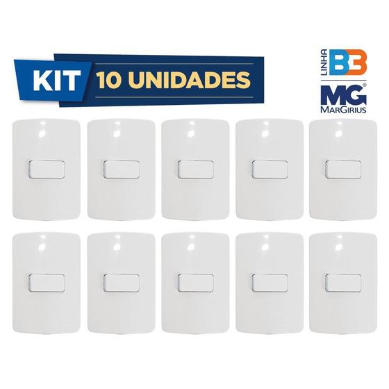 Imagem de Kit Com 10 Pçs Conjunto 2x4 Interruptor 1 Tecla Simples B3 Margirius