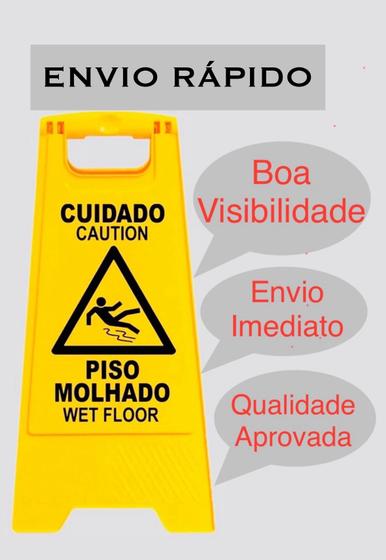 Imagem de Kit com 10 pçs (Cuidado Piso Molhado) - Cavalete Amarelo envio Imediato