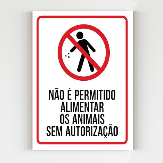Imagem de kit com 10 placas de sinalização não alimentar os animais A4