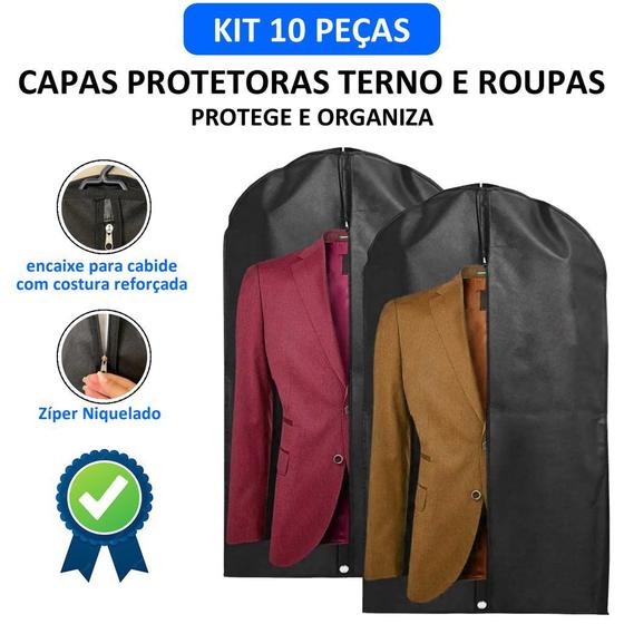 Kit Com 10 Porta Terno e Roupas com Zíper TNT Impermeável Capa Terno Viagens Menor preço em Kit Com 10 Porta Terno e Roupas com Zíper TNT Impermeável Capa Terno Viagens