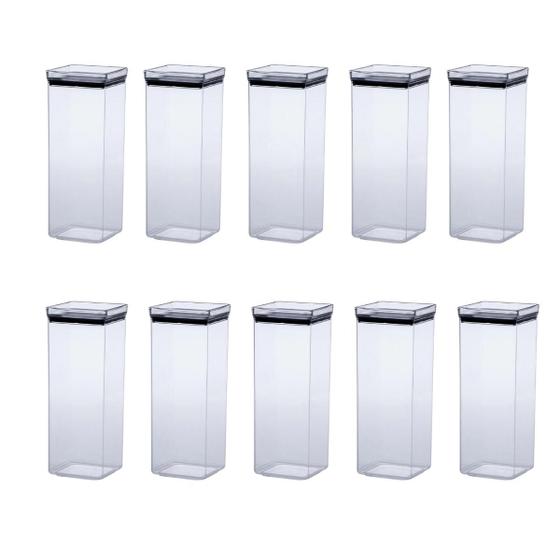 Imagem de Kit Com 10 Potes Herméticos Linha Lumini Quadrado Paramount