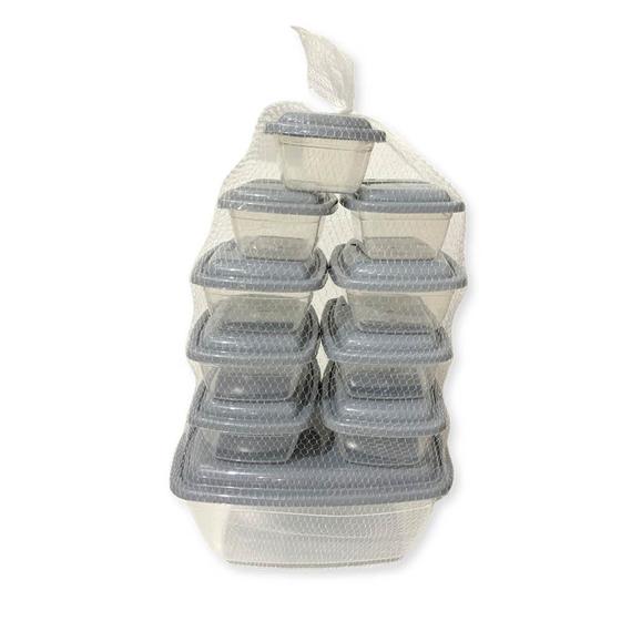 Kit Com 10 Potes Organizadores Transparentes com Tampa Color - Rainha Imagem de Kit Com 10 Potes Organizadores Transparentes com Tampa Color