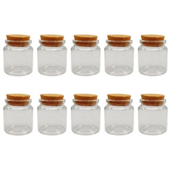 Imagem de Kit Com 10 Potes Vidro Redondo Com Tampa Rolha 45mL