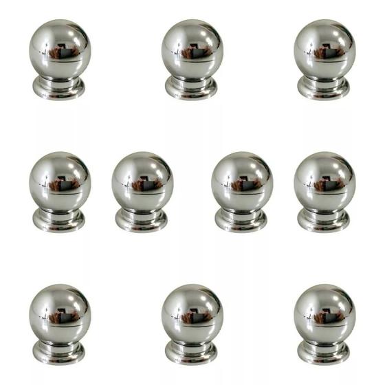 Imagem de KIT com 10 Puxadores Bola Cromado Pequeno com Parafuso