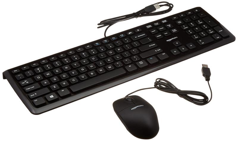 Imagem de Kit com 10 Teclados e Mouses Amazon Basics - Com Fio - Pretos