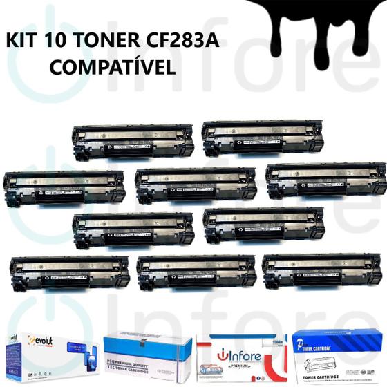 Imagem de Kit Com 10 Toner Compatível Cf283a CF283A 283A 83A Para Impressora M125 M201 M225 M127FN M127FW