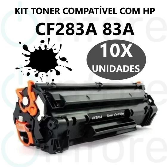 Imagem de Kit Com 10 Toner Compatível Para Cf283a CF283A 283A 83A M125 M201 M225 M127FN M127FW