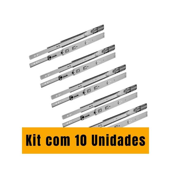 Imagem de Kit Com 10 Trilhos Telescópicos H45 300mm